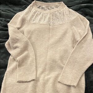 Express Cream Sweater with Lace Detail